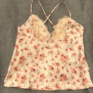 GUESS SILK LACE CREAM FLORAL CAMI (Medium)